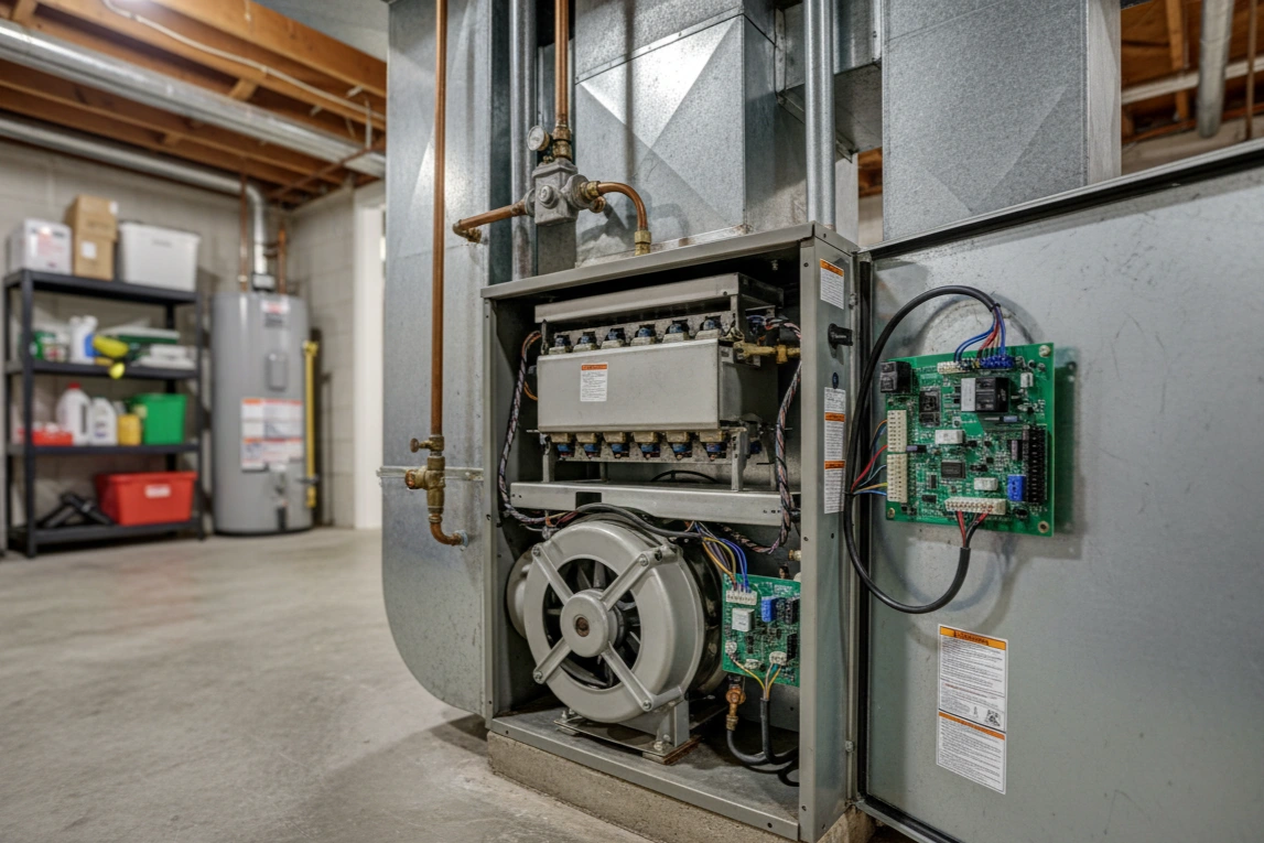 A new furnace unit after an installation in Oklahoma City