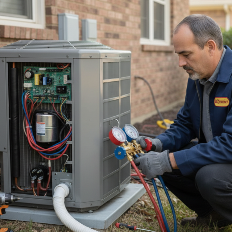 Automated Tech Solutions tech delivering heating repair in Norman